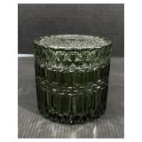 Green Pressed Glass Trinket Box