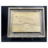 Hand Carved Covered Bridge Wood Art