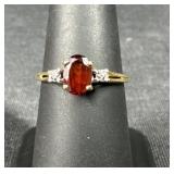 10K Gold Garnet & Diamond Accent Ring