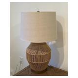 26" Woven Rattan Table Lamp w Shade