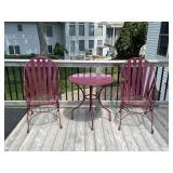 Red Metal Outdoor Table and Chairs