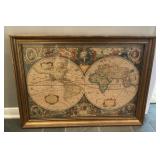 Framed Henricus Hondius World Map Reproduction