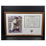 Framed Bob Feller Autograph & Career Stats