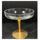 Gold Stem Glass Compote Pedestal Bowl