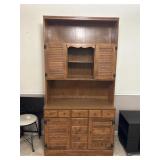 Rustic Louvered Door Kitchen Hutch Cabinet