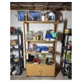 Wooden Shelf & Contents