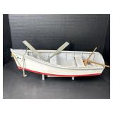 18" Decorative Wooden Rowboat Model