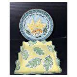 2 Hand Painted Italian Style Serving Pieces