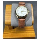 Quartz Wristwatch with Brown Strap