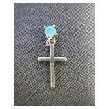 Sterling Silver Opal Cross Pendant