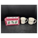 Longaberger Traditional Holly Mugs