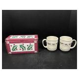 Longaberger Traditional Holly Mugs