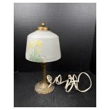 Vintage Frosted Floral Boudoir Table Lamp