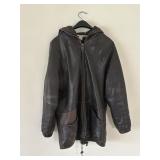 Wick & Moss Leather Hooded Jacket Size L