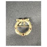 14K Gold Garnet Wreath Brooch Pin