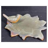 Decorative Leaf Tray with Bird Figure