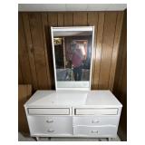 White Dresser with Gold Trim & Mirror