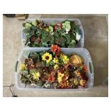 2 Large Totes of Artificial Floral Decor
