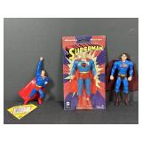 3 Superman Figures Including Bendable Figure