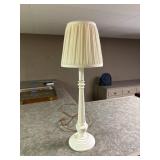 White Column Table Lamp with Pleated Shade