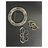 3 Fashion Brooches Including Circle Pin