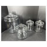 Crate ans Barrel Glass Drygoods Canisters