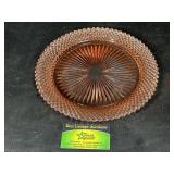 Pink Depression Glass plate