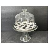 Glass Cake Stand with Dome & Polka Dot Plate