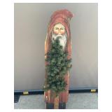 Lighted Wooden Santa Decoration