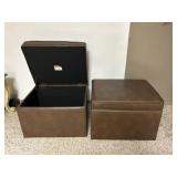 2 Brown Storage Ottomans