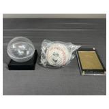 Ted Williams baseball with stand and 22k card
