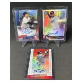 3 Autographed baseball cards