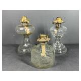 3 Glass Oil Lamps