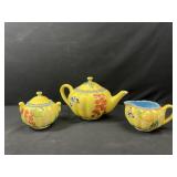 Department 56 ceramic teapot, sugar, and creamer