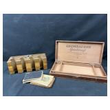 Poker chip/card holder, artist oil color set box