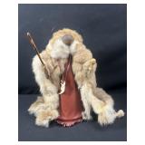 Handcrafted Fur-Clad Hunter Folk Figure