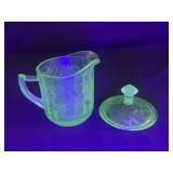 Uranium glass creamer and lid