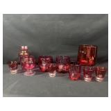 Ruby red etched glass