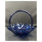 Vintage Cobalt Blue Glass Basket