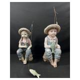 Boy and Girl Fishing Statues