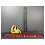 Framing Square, Level & Craftsman Push Shoe