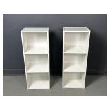 2 White Press Board Cube Shelves