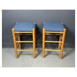 2 Blue Cushioned Stools