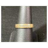 14k Gold Ring with channel set stones