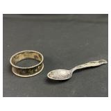 Sterling Silver napkin ring and spoon