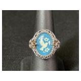 Sterling Silver Dove Cameo Style Ring