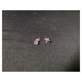 14K Pink Stone Stud Earrings