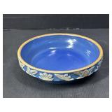 Blue Stoneware No. 8 Pie Plate with Floral Relief