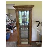 Oak Style Lighted Curio Display Cabinet