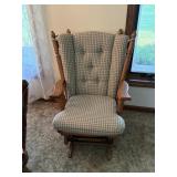 Oak Style Wingback Glider Rocker
